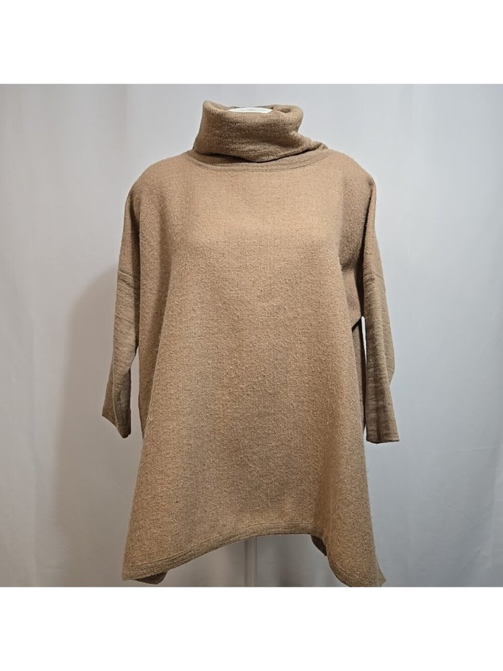 Cuyana Turtleneck Sweater Womens Petite 100% Baby Alpaca Oversized Camel Boxy